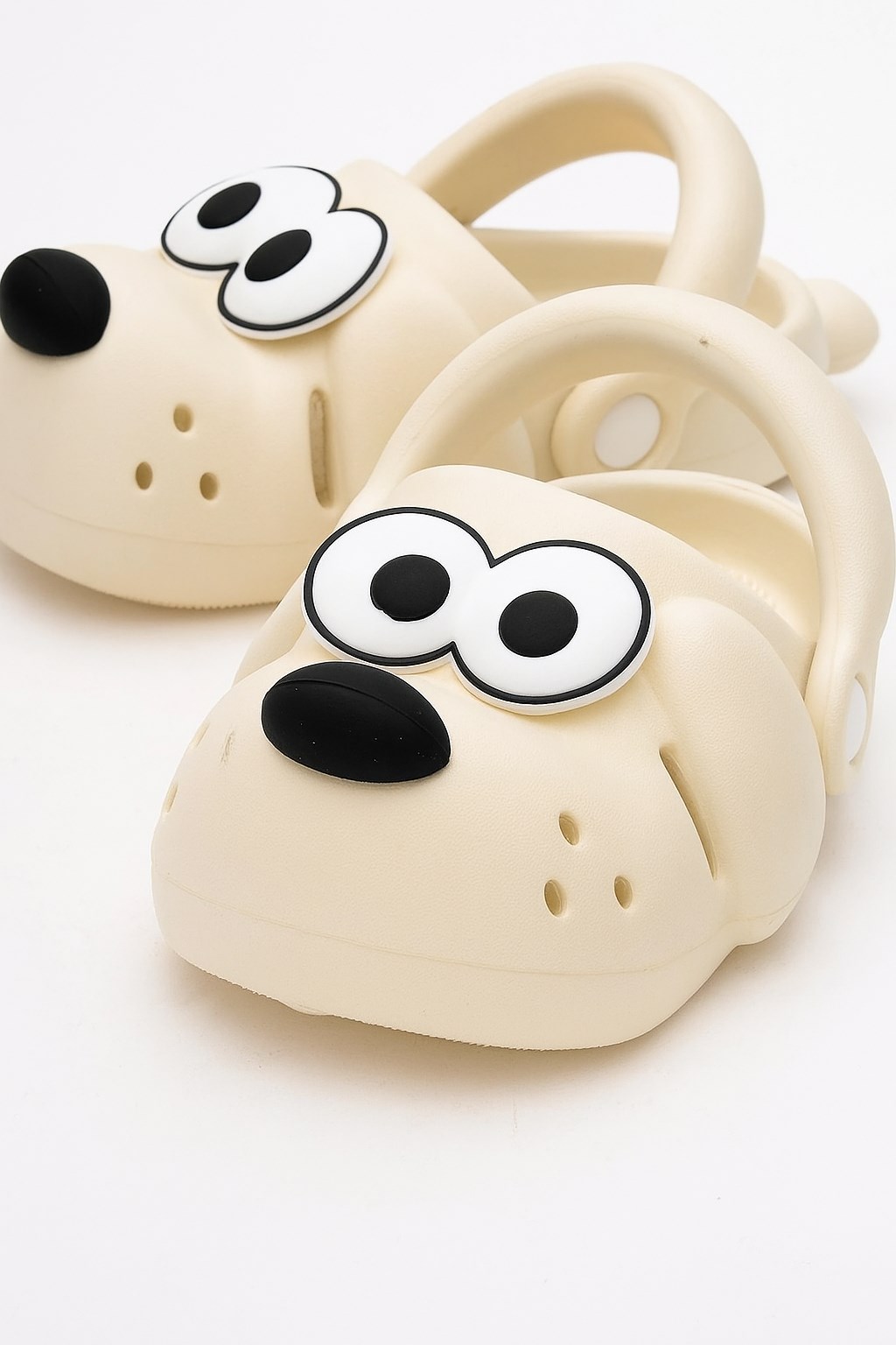 Doggy Ekru Köpek Figürlü Sevimli Günlük Bahçe Sahil Plaj Kreş Unisex Çocuk Terlik&Sandalet