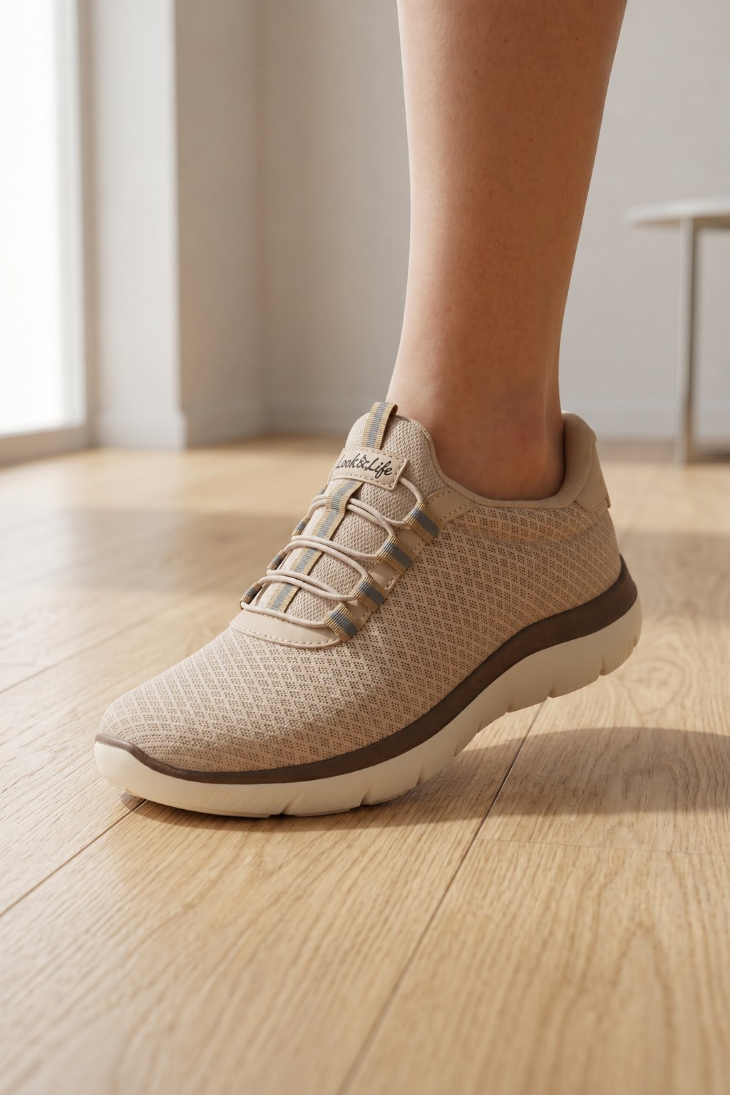 Bej Kadın Günlük Sneaker Yazlık Fileli Spor Ayakkabı