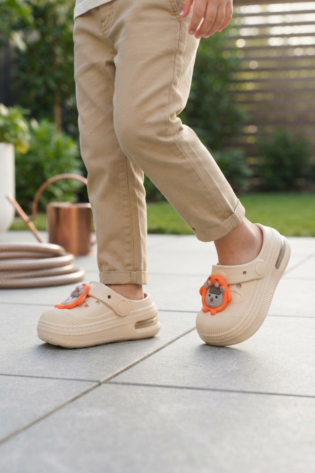 Ekru Anatomik Comfort Günlük Sahil Plaj Havuz Işıklı Çocuk Terlik & Sandalet