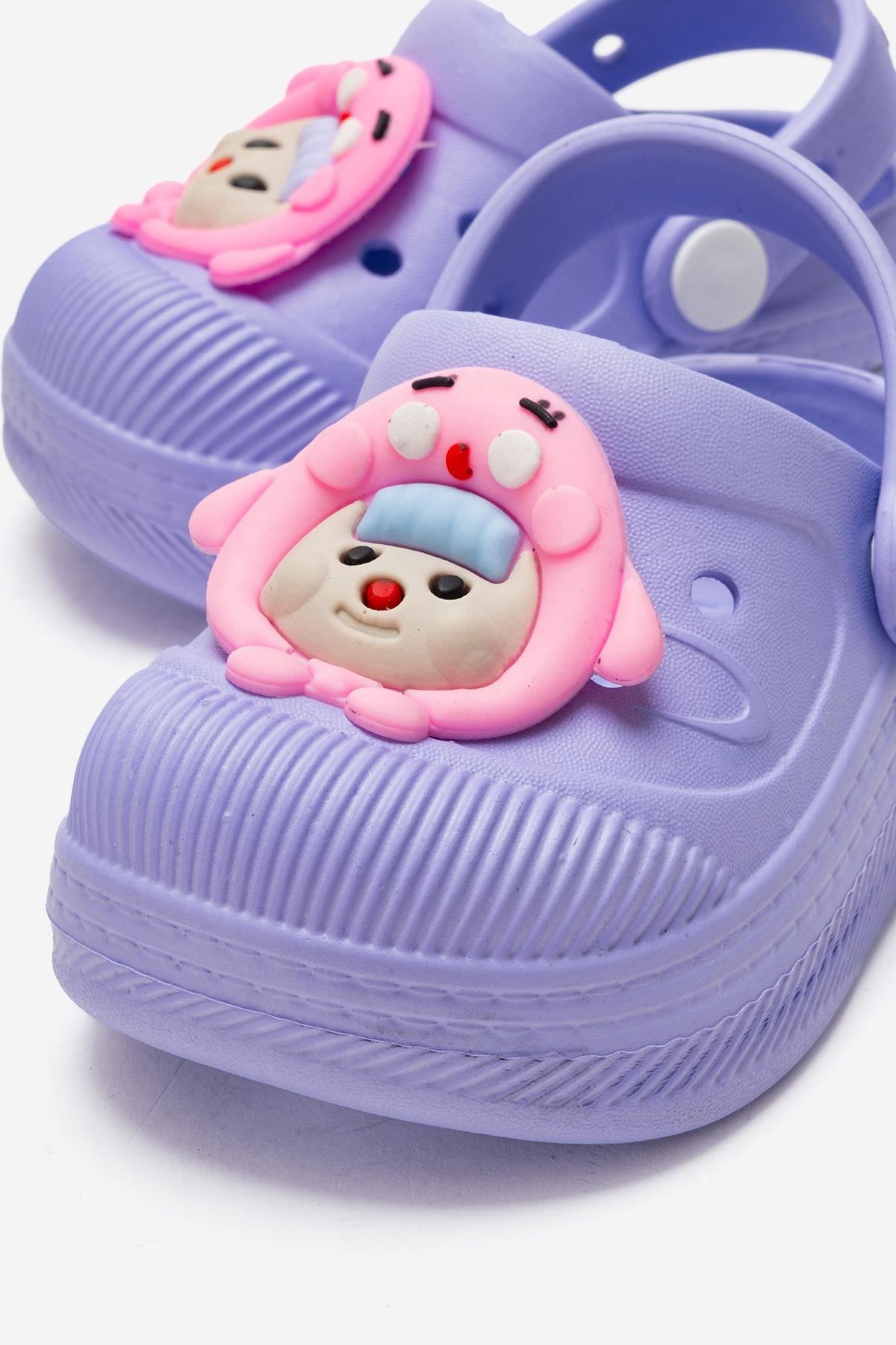 Lila Anatomik Comfort Günlük Sahil Plaj Havuz Işıklı Çocuk Terlik & Sandalet